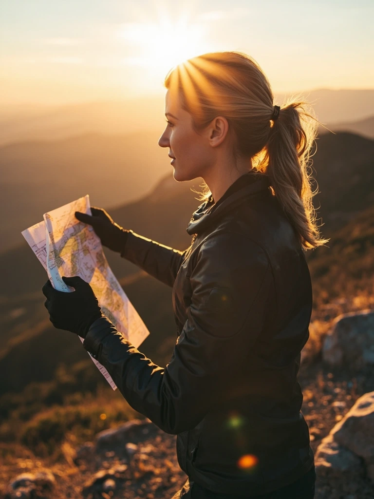 Sofia Castellani, routes editor, on a mountain road at golden hour